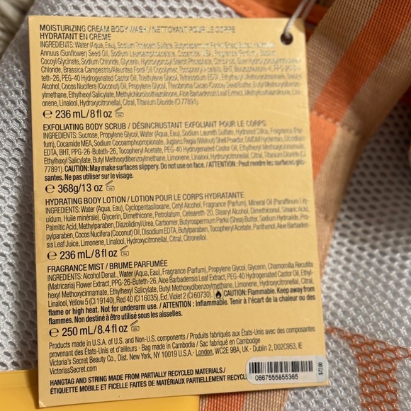 Victorias Secret Mandarin Honeysuckle Energize 5pc Body Care Set with Mesh Tote - Picture 4 of 8